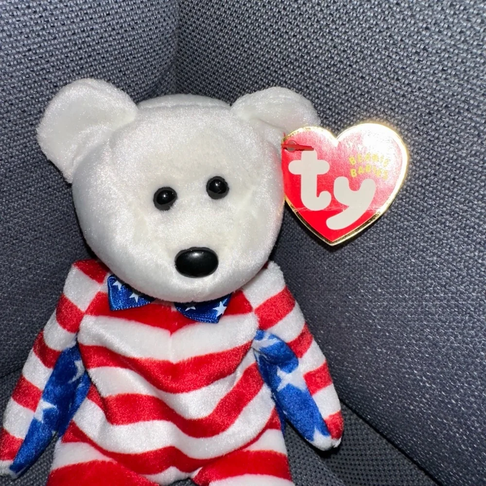 Ty Beanie Baby Liberty Bear Red, White & Blue 4531 NWT Vintage P.E. Pellets